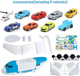 NEW Kids Airplane Toys Transport Cargo Play Kit, Aircraft Vehicle Toys Big Transport Cargo with 8 Mini Cars and Helicopter, Kids Birthday