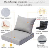 NEW Retails $200+ Set of 4 Outdoor Patio Furniture Seat Cushions, 4" Thick with removable zippered covers, 25.2x25.2 Inch, Light Grey
