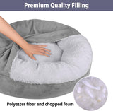 NEW Retails $45, MICOOYO Cozy Cave Dog Bed, Burrowing Dog Beds with Blanket Attached, Snug BeanBag Style Hooded Pet Cuddler Bed for Dogs and Cats, Small, Grey
