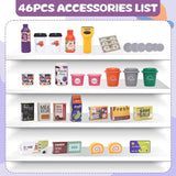 NEW Pretend Play for Toddlers Supermarket playset for Kids Kids Cash Register with Scanner, Play Food,Play Money for Kids.Kids Grocery Store playset-48PCS, Toy Cash Register for Kids Ages 4-8(Purple)
