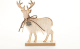 NEW Giftcraft 2pcs Reindeer Christmas Decorations, Brownie and Snowball Christmas Reindeer Figurines, Christmas Decor, Wood & Faux-Fur Reindeer Decor, 13” Large Reindeer Decor with Wood Base