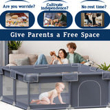 NEW Baby Playpen Play Yard 50x50 Inch, Playpen for Babies and Toddlers, Baby Play Pen Pin Indoor Play Fence, Without MAT Included, Grey
