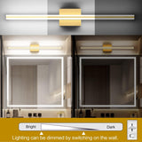 NEW Retails $93, SOLFART Dimmable Bathroom Vanity Light Fixtures Over Mirror Modern LED Vanity Light Fixtures 31.9 Inch Golden Led Lights