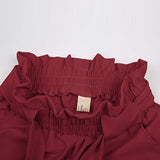 NEW GRACE KARIN Women's Cropped Paper Bag Waist Pants with Pockets, Wine, Sz M