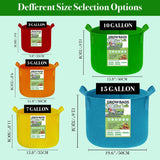 NEW Kopotma 3 Gallon Fabric Grow Bags - Colorful Planters for Vegetables, Flowers, Tomatoes - 5-Pack Garden Pots