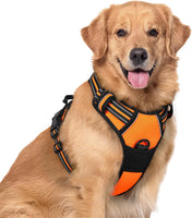 NEW rabbitgoo Dog Harness, No-Pull Pet Harness with 2 Leash Clips, Adjustable Soft Padded Vest, Reflective No-Choke Pet Oxford Vest with Easy Control Handle for Large Dogs, Orange, XL