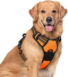 NEW rabbitgoo Dog Harness, No-Pull Pet Harness with 2 Leash Clips, Adjustable Soft Padded Vest, Reflective No-Choke Pet Oxford Vest with Easy Control Handle for Large Dogs, Orange, XL