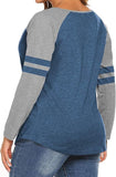 NEW VISLILY Plus-Size Tops for Women Long Sleeve V Neck T Shirts Raglan Tees, Blue, Sz 14W