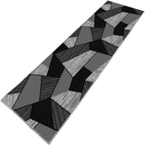 NEW TUOJINRUIDA Runner Rug Carpet for Hallway 2'7" x 6' (80x180cm) Geometric Design Anti Skid Floor Mat with Non Slip Grip Back for Kitchen Laundry Room Bedroom Bathroom and Entryway Black/Grey