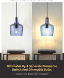 NEW Retails $80, AUTELO Pendant Light Fixtures, Blue Hammered Pendant Lights Kitchen Island, 8" Modern Glass Pendant Light in Matte Black Finish, Hanging Light for Kitchen Island, Dining Room, H9163 BU