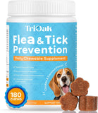 NEW TriOak Flea and Tick Prevention for Dogs Chewable: Natural Soft Dog Treats, Oral Pet Treatment for Dogs Health & Immunity - Daily Supplement & Repellent Chews for Small, Large Dog, Puppy Flea & Tick Control, BB: 07/26