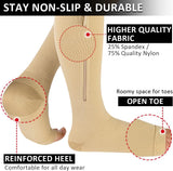 NEW Ailaka Medical Compression Socks with Zipper, Open Toe Knee High 15-20 mmHg Compression Socks for Women Men, Sz 2XL, 1 Pair