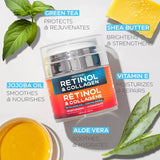 NEW Sealed Retinol Cream for Face with Hyaluronic Acid, Collagen Day & Night Moisturizer for Women and Men, Age Solution Cream, 1.85 Oz, BB: 01/29