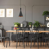 NEW IN BOX Globe Electric 63873 1-Light Hourglass Pendant, Matte Black, Gold Interior, Black Cord, Kitchen Island, Pendant Light Fixture, Adjustable Height, Home Décor Lighting, Home Decor, Bulb Not Included