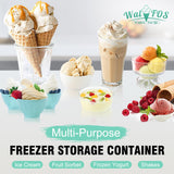 NEW Retails $58, 2 Pack Walfos Ice Cream Containers for Homemade Ice Cream - 1.6 Quart, Bonus Sealing Bands Keeping Silicone Lids Airtight, Reusable Ice Cream Tubs, Stackable Freezer Storage for Yogurt, Sorbet - Green