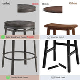 NEW Retails $130, Oulluo Solid Wood Rustic Grey 2-Pieces Counter Height Bar Stools, Swivel Set of 2, 24” Backless Metal Stools with Round Wood Seat, Industrial Kitchen Island Stools, 520P-SGWD