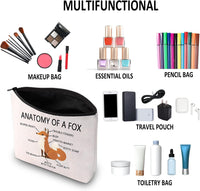 NEW G2TUP Fox Lover Gift Anatomy Of A Fox Makeup Bag Fox Owner Cosmetic Bag Fox Themed Gift Fox Fan Gift Fox Animal Travel Toiletry Bag, Anatomy Of A Fox White Bag