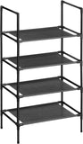 NEW SONGMICS 4-Tier Shoe Rack, Shoe Storage Organizer with Metal Frame, Black