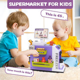 NEW Pretend Play for Toddlers Supermarket playset for Kids Kids Cash Register with Scanner, Play Food,Play Money for Kids.Kids Grocery Store playset-48PCS, Toy Cash Register for Kids Ages 4-8(Purple)