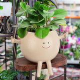 NEW Cute Round Face Planter Pot on a Swing! Hanging Planters for Indoor Outdoor Wall Plants with Drainage Cute Resin Flower Head Plant Pots for Succulent Cactus PLANT NOT INCLUDED