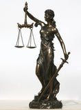 NEW Goddess of Justice Themis Lady Justica Statue Sculpture Figure Bronze Finish 11.8 inches- 30cm - Retails $129