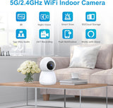NEW GBIUT Indoor Security Camera, 5G&2.4G Pet Camera Baby Monitor with Phone App, 2K HD Pan/Tilt WiFi Camera Surveillance Motion Sensor Night Vision, 2-Way Audio, Home Camera Indoor Works with Alexa