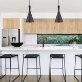 NEW IN BOX Globe Electric 63873 1-Light Hourglass Pendant, Matte Black, Gold Interior, Black Cord, Kitchen Island, Pendant Light Fixture, Adjustable Height, Home Décor Lighting, Home Decor, Bulb Not Included