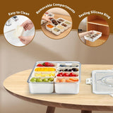 NEW Snackle Box Container, Divided Clear Snack Box Serving Tray With Lid and Handle, 8-Compartment Snack Tray, Portable Travel Snack Container, Perfect for Parties, Travel, and Picnics (1 Pack)