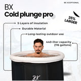 NEW Retails $149+, Extra Large Outdoor Bathtub, 440 Liters (116 Gallons), 90 X 90 X 75 CM, Durable, Easy Assembly, With Lid, Thermometer, Ice Trays and Carry Bag