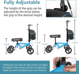 NEW in box! Retails $140, Economy Knee Scooter Steerable Knee Walker for Foot Injuries Compact Crutches with Dual Rear on-Wheel Brake and Shock Absorption Under The Knee Pad