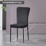 NEW Retails $120, Assembled Dining Chairs Set of 2 Velvet Kitchen Living Room Chairs High Back Metal Frame Modern Lattice Design, Black