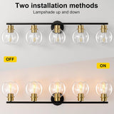 NEW Retails $170, Bathroom Light Fixtures Over Mirror 5-Lights Bathroom Vanity Light with Clear Globe Glass Shade 37.4 inch Modern Black and Gold Vanity Lights Wall Sconce Lighting for Bath
