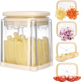 NEW Retails $40, Navaris Multifunctional Vegetable Chopper - French Fry Cutter, Food Chopper, Potato Cutter, Onion Dicer, Apple Slicer, 4 Interchangeable Blades - Dishwasher Safe - Cream