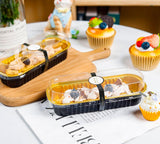 NEW NPLUX 50 Pack Mini Cake Pans with Lids and Spoons Black Gold Rectangular Aluminum Foil Baking Pans Mini Cheesecake Containers (6.8oz)