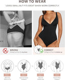 NEW Retails $50, FeelinGirl Shapewear Bodysuit Tummy Control Slim Body Shaper Deep V Neck Thong Body Suits for Women, Black, Sz XXL