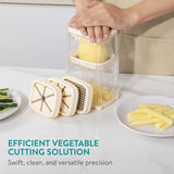 NEW Retails $40, Navaris Multifunctional Vegetable Chopper - French Fry Cutter, Food Chopper, Potato Cutter, Onion Dicer, Apple Slicer, 4 Interchangeable Blades - Dishwasher Safe - Cream
