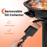 NEW Retails $150, COSTWAY Electric BBQ Grill, Portable Grill with Metal Cooking Grilling Rack, Detachable Temperature Control & Removable Grease Collector, Outdoor Freestanding Grill for Camping & Tailgating (Red)
