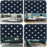 NEW Retails $136, 3D Fleur De Lis Luxury Dotted Black and White Peel & Stick Wall Mural Covers 8.3 Feet X 12 Feet Area!