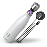 NEW CrazyCap 2.0 UV Water Purifier & Self Cleaning Stainless Steel Insulated Water Bottle - Turns Any Water Source Into Clean Drinkable Water - Perfect for Hiking, Camping, Travel and Survival, White