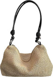 NEW NUXMAW Summer Woven Purses for Women, Straw Purses and Handbags, Women's Straw Shoulder Bags, Spring Crochet Purse, Black Handle