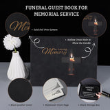 NEW Funeral Guest Book for Memorial Service Black Hardcover in Loving Memory Guestbook for The Celebration of Life Honoring Loved Ones, Funeral Guest Sign in Book with Memory Table Sign Pen (Cross Window)