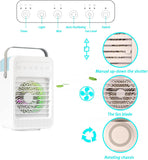 NEW Retails $80, Portable Air Conditioner, 4 in 1 Evaporative Air Cooler with 600ml Water Tank, 2/4/6H Timer 2 Cool Mist & 4 Speeds, 7 Colors Light 120° Oscillation Mini Air Cooler Fan for Personal Space in Room, Office, Bedroom