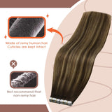 NEW Sunny Hair Brown Tape in Hair Extensions Human Hair Balayage Hair Extensions Tape in Human Hair Extensions Brown Ombre Blonde Mix Dark Brown Balayage Tape in Extensions Brown 1pk 18inch, Retails $69+