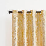 NEW Retails $117, ELKCA Luxury Golden Jacquard Curtains Set for Bedroom European Style Window Curtain for Living Room, Grommet Top, 2 Panels (Damask-Golden, 52" W x 104" L)