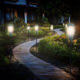 NEW 2-Pack Porcelain 48" Tall Torch Solar Pathway Lights, LED Outdoor Waterproof Garden Stake Light - Landscape Garden Light Decor for Yard, Lawn, Patio, Walkway, Backyard, Porch, Driveway