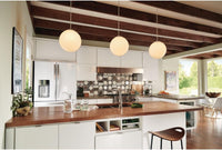 NEW Progress Lighting P4403-29 Opal Cased Globe Light Provides Evenly Diffused Illumination White Cord, Canopy and Cap, Satin White, Retails $139