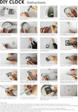 NEW Large DIY Wall Clock, Modern 3D Frameless Wall Clock with Mirror Numbers Stickers for Home Office Living Room Bedroom Wall Decoration, Silver