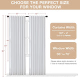 NEW Retails $83, Treatmentex Pure White Blackout Curtain Panels 95 Inches Long for Living Room, Home Office, Back Tab/Rod Pocket Thermal Insulated Window Panels for Bedroom, 52" w 8ft, 2 Panels, White 52" X 84" Long