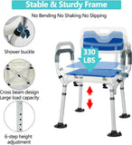 NEW Weliday Height Adjustable Shower Chair Bathtub Chair Aluminum Shower Stool with Back, Arms and Two Kinds of Footpads Suitable for Disabled, Pregnant Woman, Elderly, Retails $80+