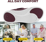 NEW Retails $80, FitVille Womens Extra Wide Fit Shoes Hook and Loop Adjustable Shoes with Arch Support Breathable Slip-Resistant Walking Shoes for Swollen Feet, Plum, Sz 9.5W